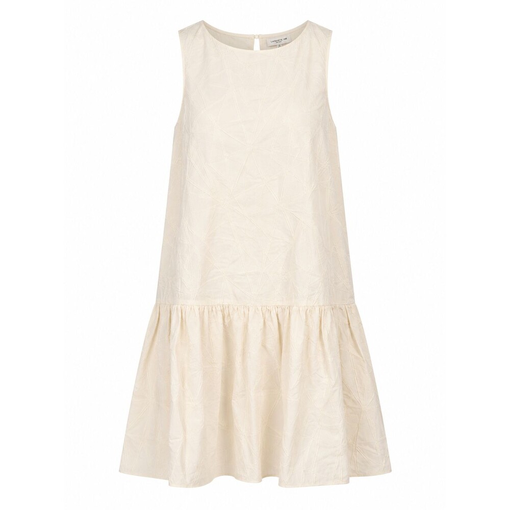 Lafayette 148 New York Ivory Sleeveless Textured Ruffle Hem Dress Size L